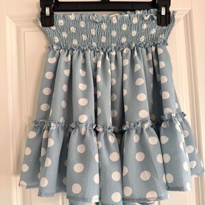 Altar'd State Blue and White Polka Dot Mini Skirt